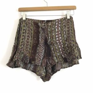 Free people | boho print brown flowy shorts